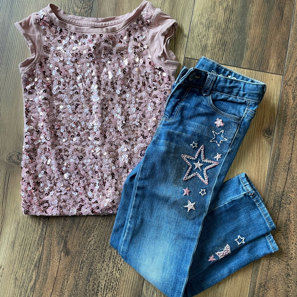 GAP Kids Pink Sequin Top and Jeans